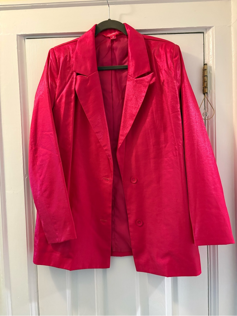 Satin-Finish Hot Pink Women's Blazer Jacket